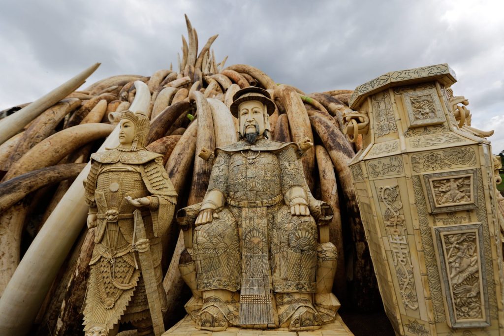More ivory statues. Photograph: Daniel Irungu/EPA