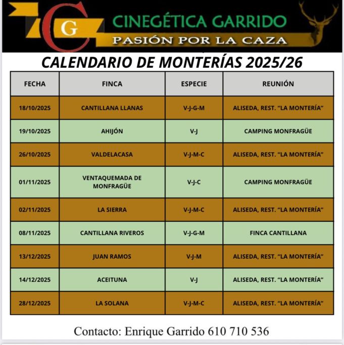 su calendario con Garrido