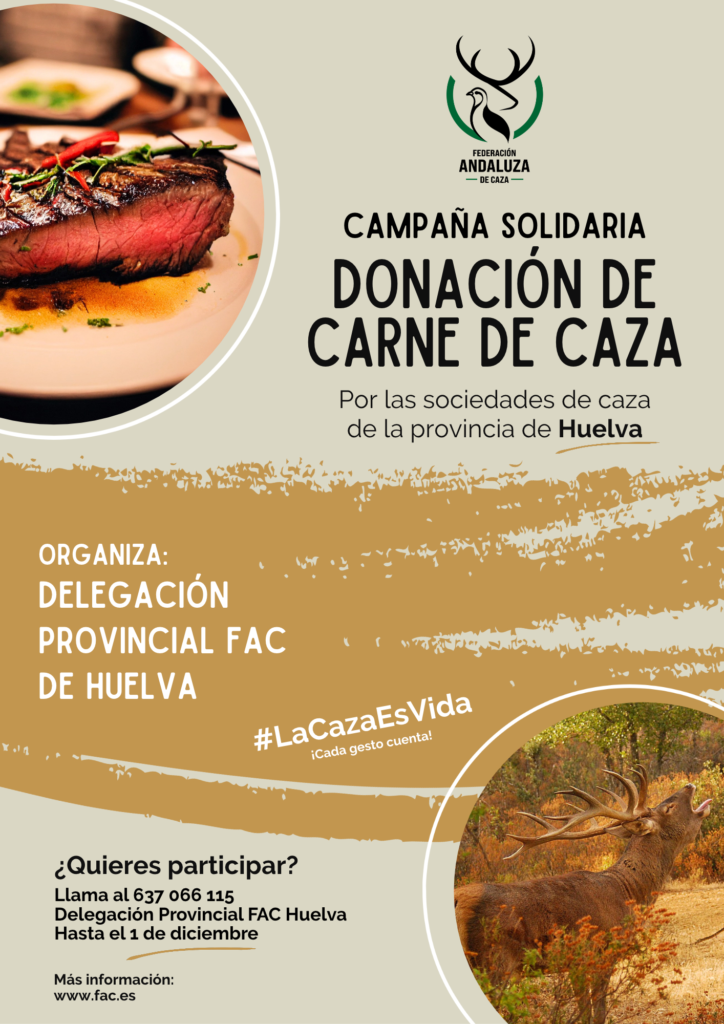 campaña solidaria donación carne de venado por sociedades de caza de Huelva